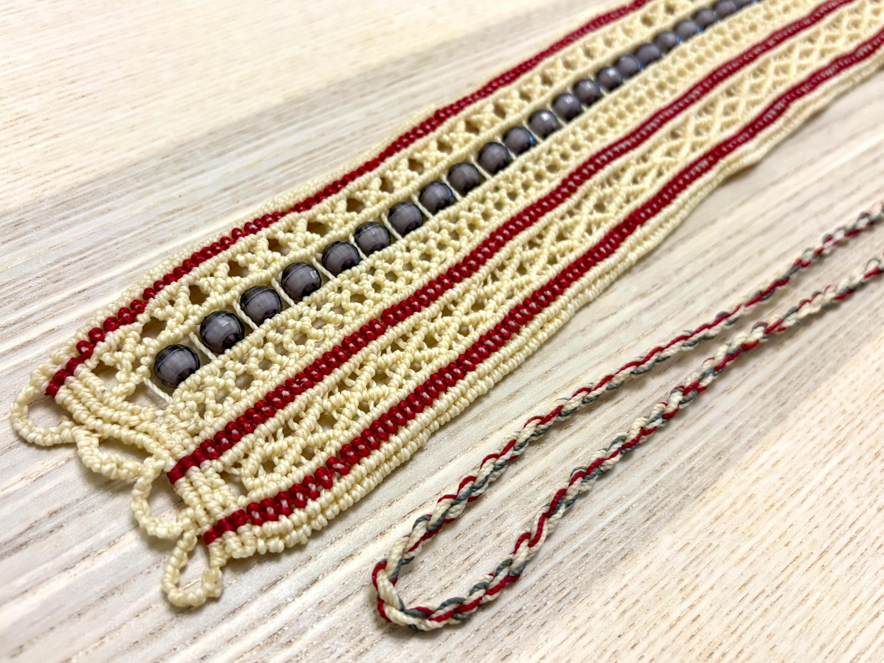 Macrame Belt Light Beige With Beads - Etsy display picture 1