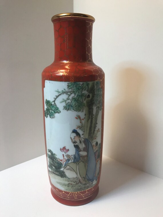 Just Reduced Antique Old Man Chinese Vase In Etsy