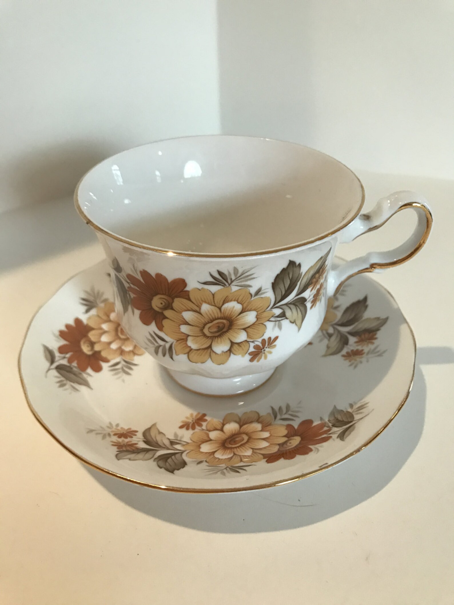 Vintage Queen Anne Tea/coffee Cup With Saucer 1950's Etsy