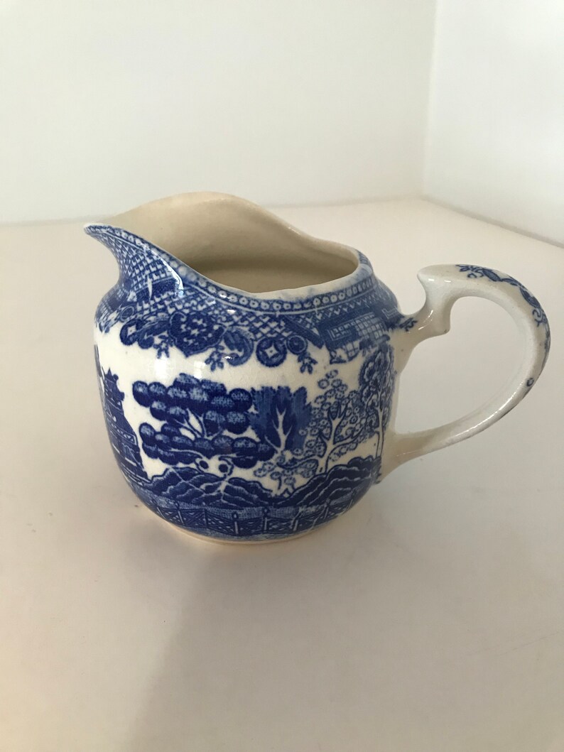 Vintage Blue Willow Creamer Made in Japan Kissing Birds Etsy