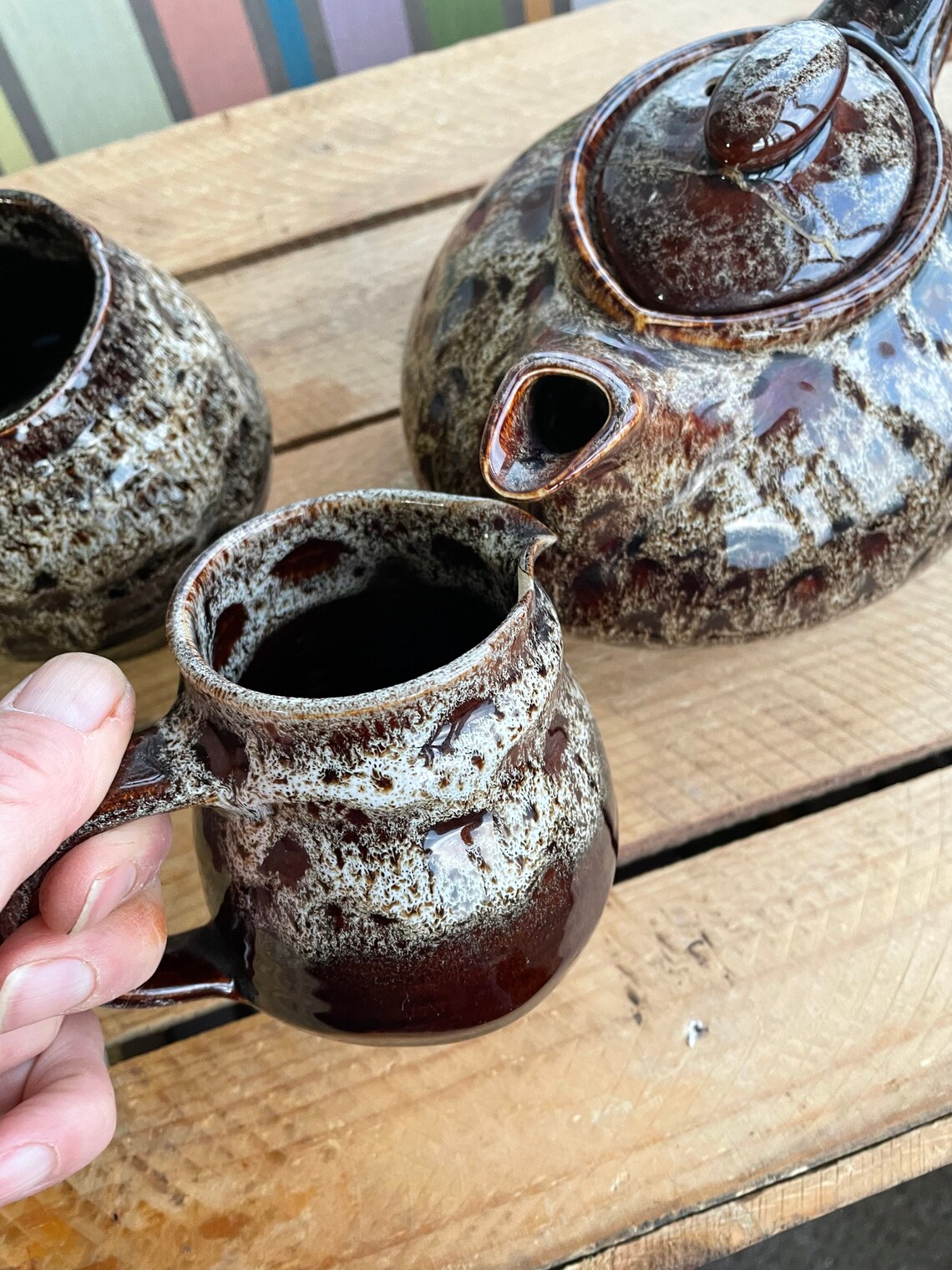 Vintage Cornish ware pottery teapot sugar bowl and milk jug Etsy