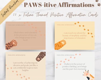 Positive Affirmations Cards, PAWS-itive Affirmations,  Meditation Cards, Lunch Notes