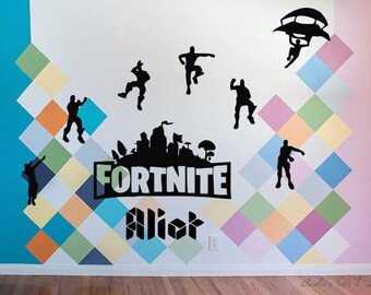 Fortnite Wall Decor Etsy - personalized name vinyl decal sticker game room kids room wall art nursery vinyl lettering child bedroom ga381