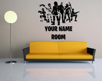 Fortnite Room Decor Etsy - wall decal personalized name vinyl decal sticker game room kids room wall art nursery vinyl lettering child bedroom fn173