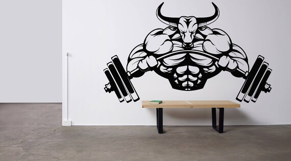 Bull Crossfit Fitness Club Gym Logo Sport Barbell Workout Etsy