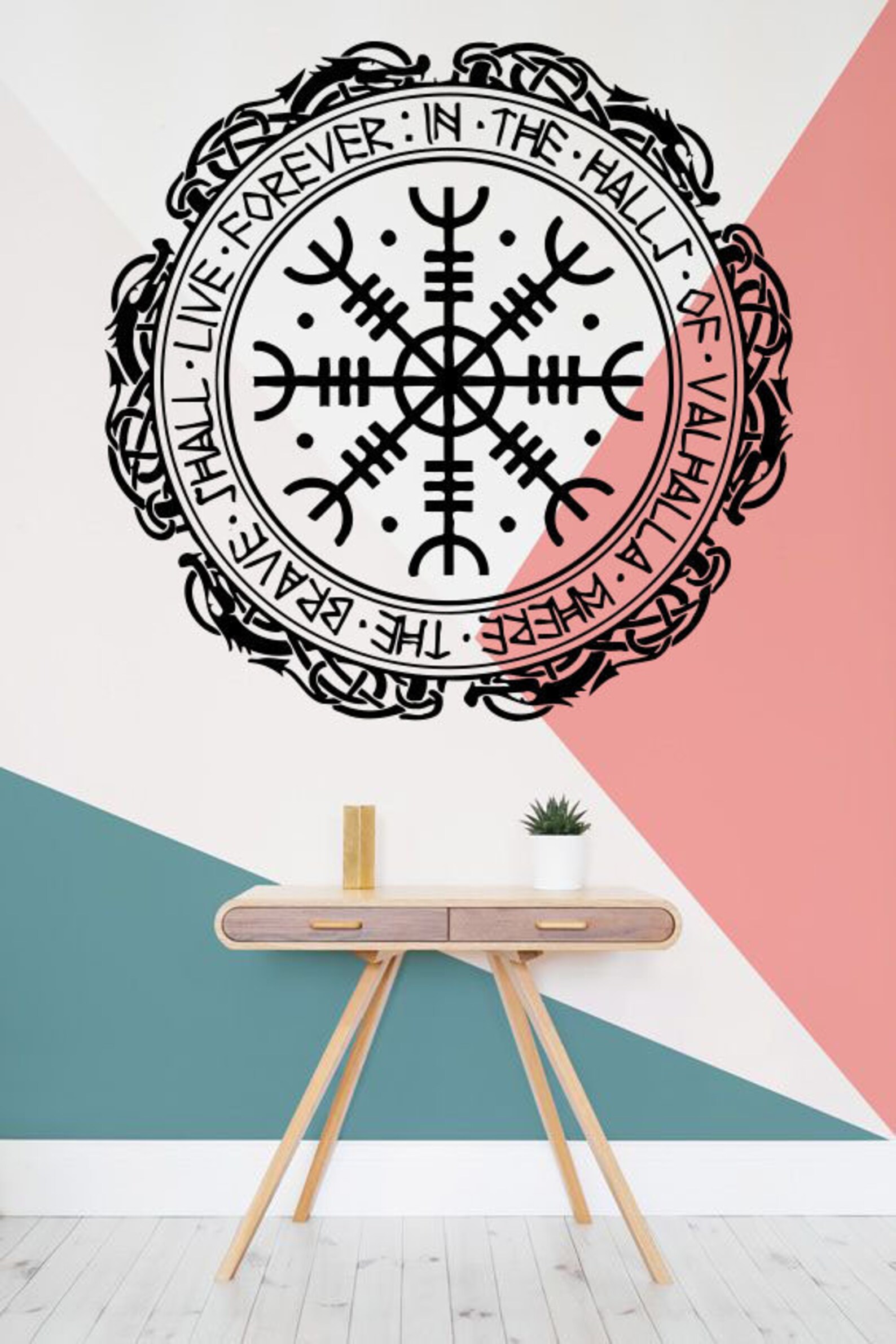 Wall Vinyl Decals Ancient Viking Ship Viking Runes Sticker Etsy