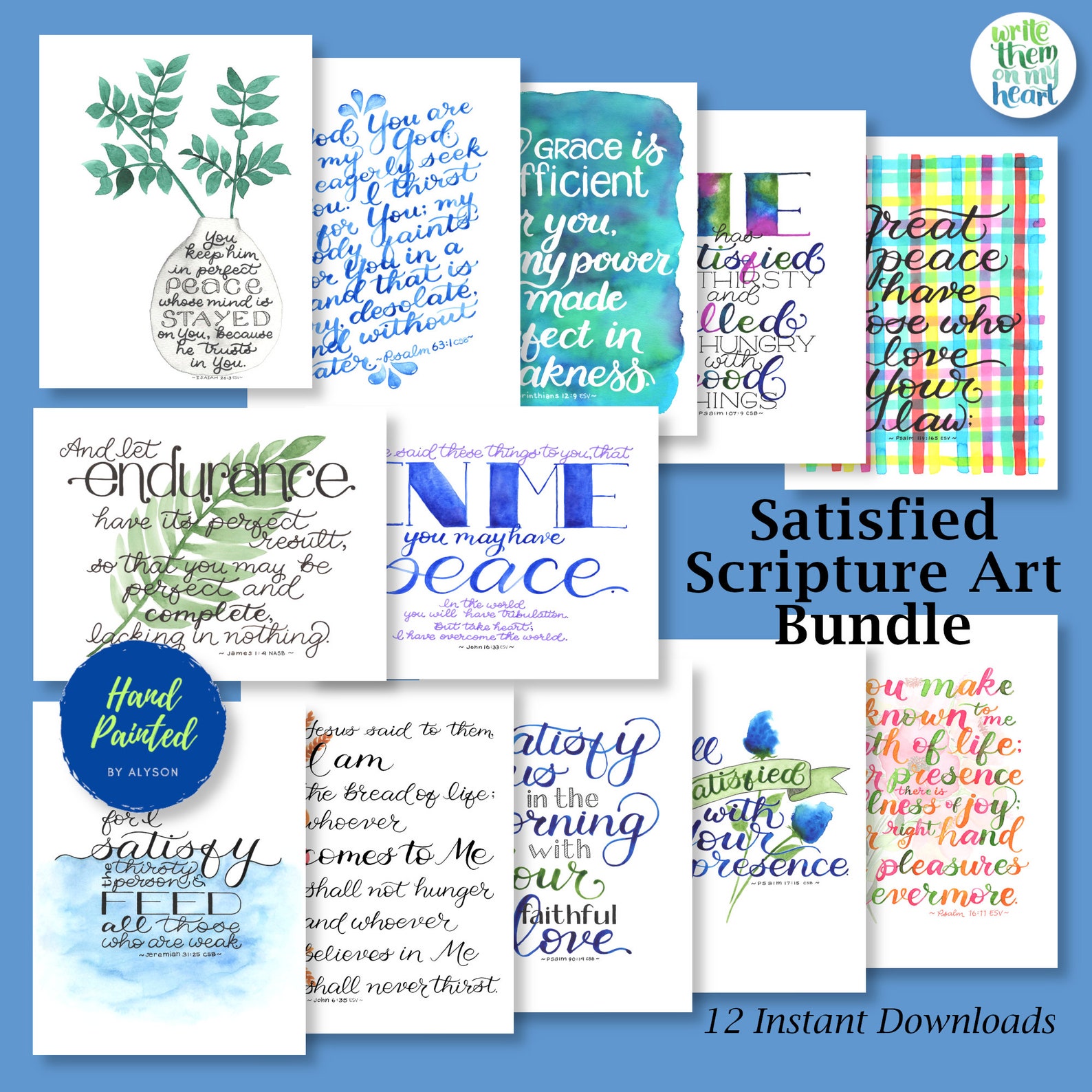 Printable Scripture Art, Watercolor Scripture Art, Hand-lettered Bible ...