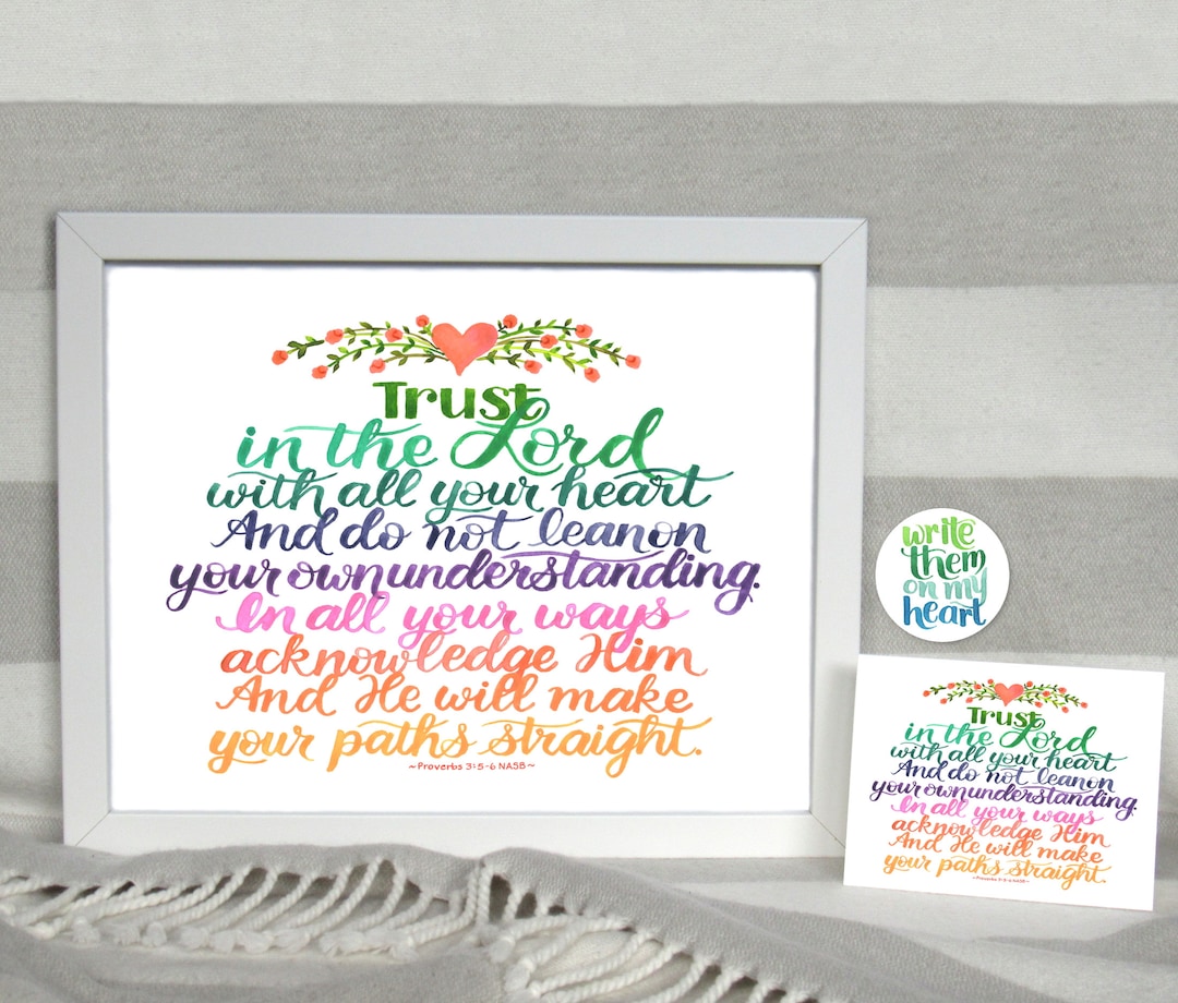 Proverbs 3:5-6 Scripture Art Printable Bible Verse Wall Art - Etsy