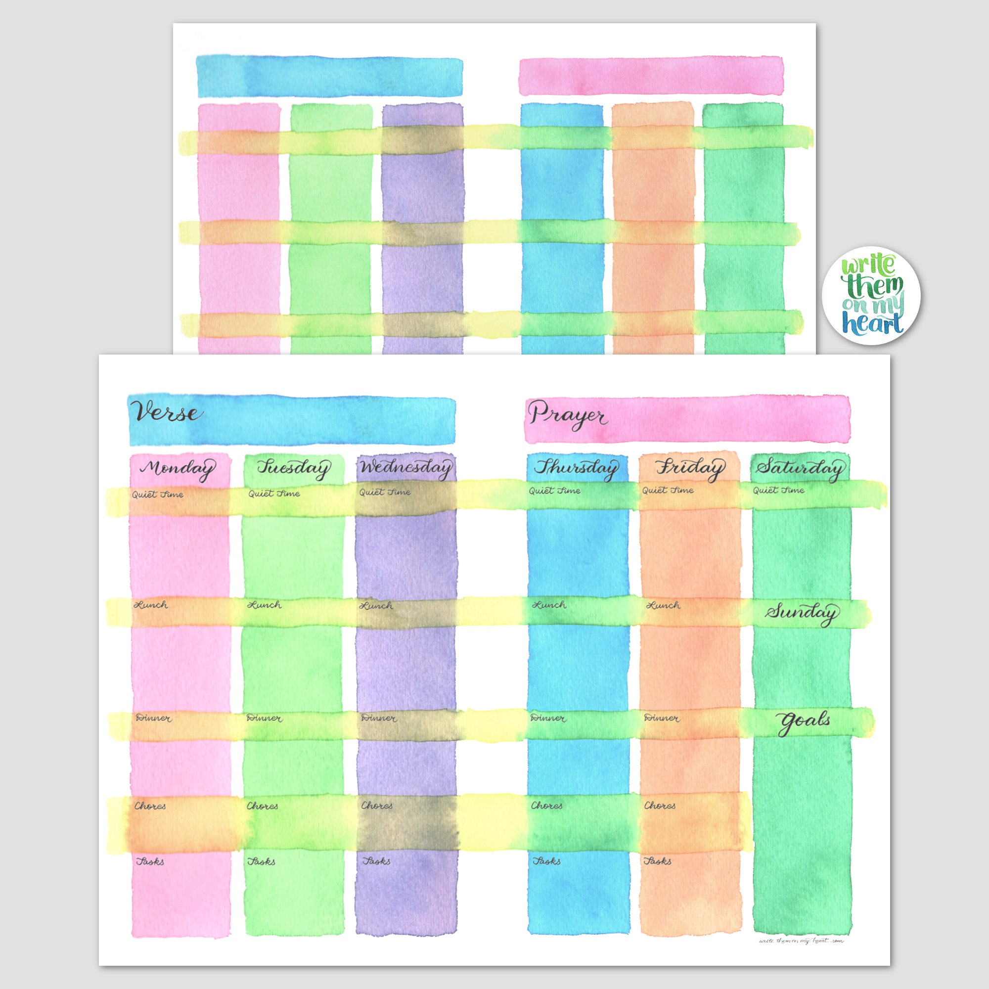 Christian Weekly Planner Pages Vertical Agenda Printable Undated Agenda ...