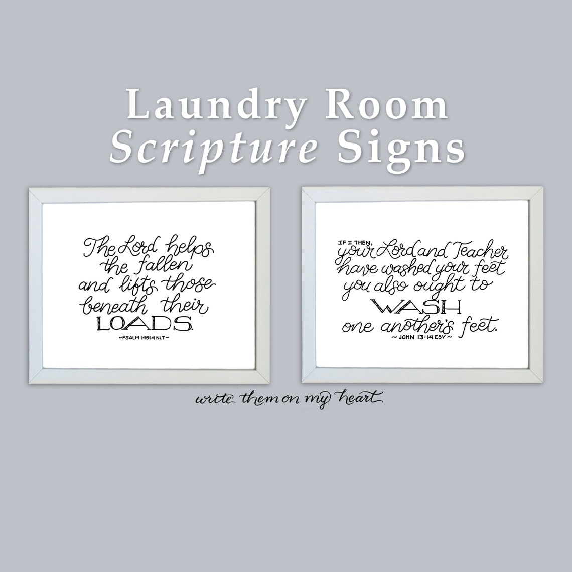 Laundry Bible Verses Laundry Room Signs John 13 14 and Psalm | Etsy