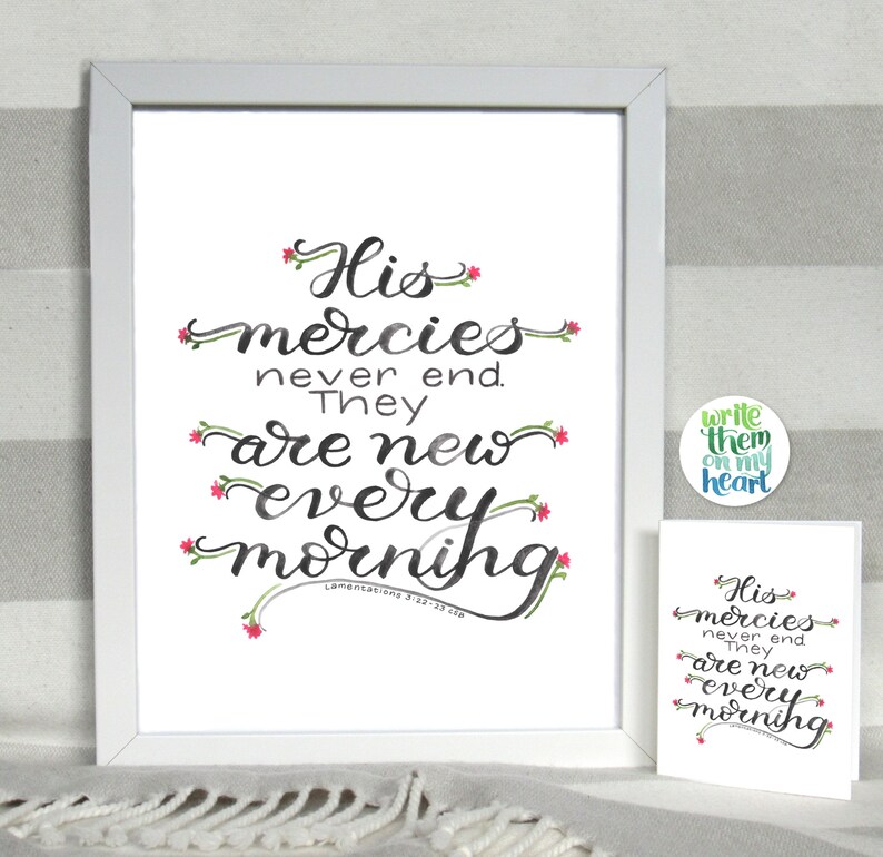 Lamentations 3:22-23 Scripture Art Printable Bible Verse | Etsy