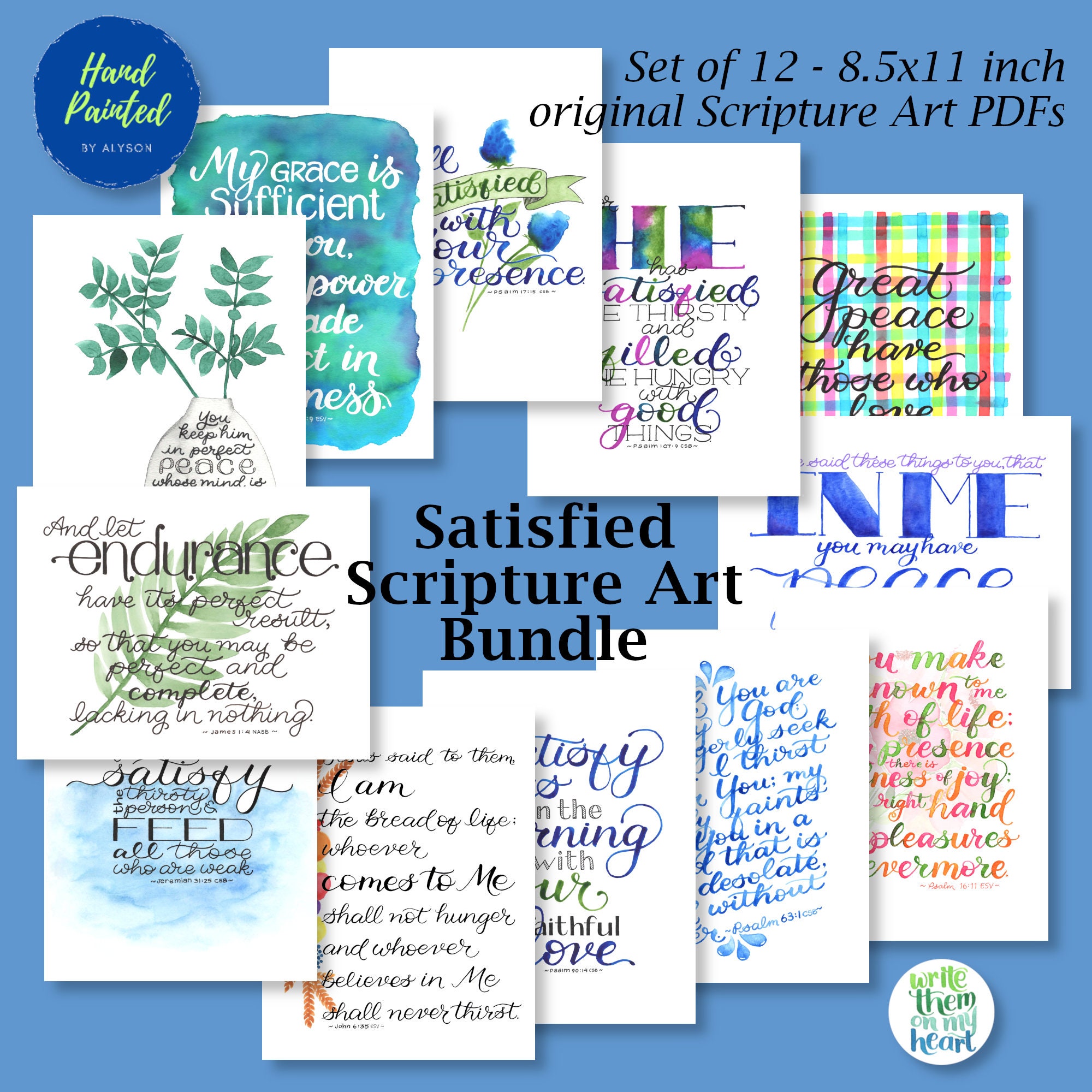 Printable Scripture Art, Watercolor Scripture Art, Hand-lettered Bible ...