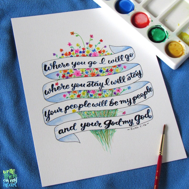 Ruth 116 Scripture Art Printable Bible Verse Wall Art Etsy