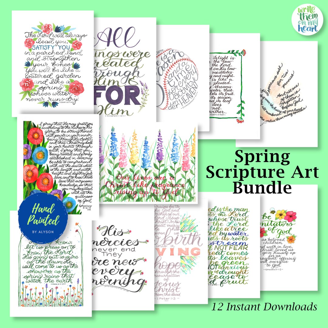 Bible Verses for Spring Scripture Art Printable Calligraphy Bible Verse ...