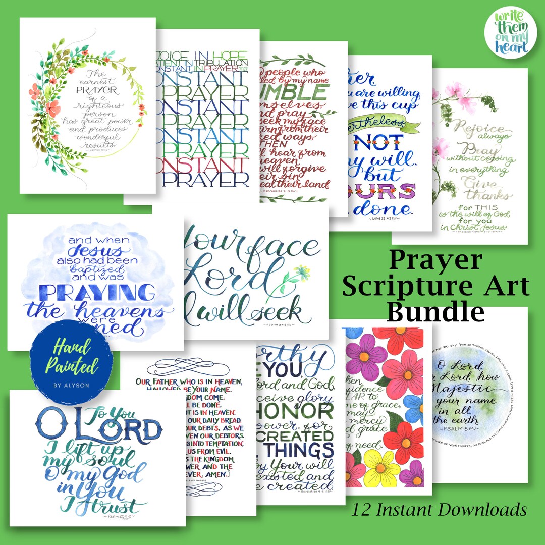 Bible Verse Art Printable Watercolor Scripture Art, Hand-lettered Bible ...