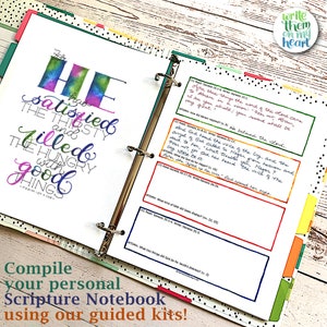 Bible Study Notebook Kit, Scripture Writing Printable Journal, 365 Satisfied Bible Verses, Write Satisfied On My Heart image 9