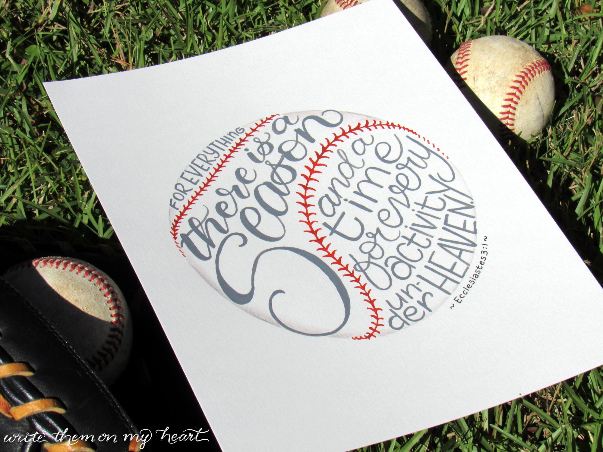 Baseball Bible Verse Printable Ecclesiastes 3:1 Sports | Etsy