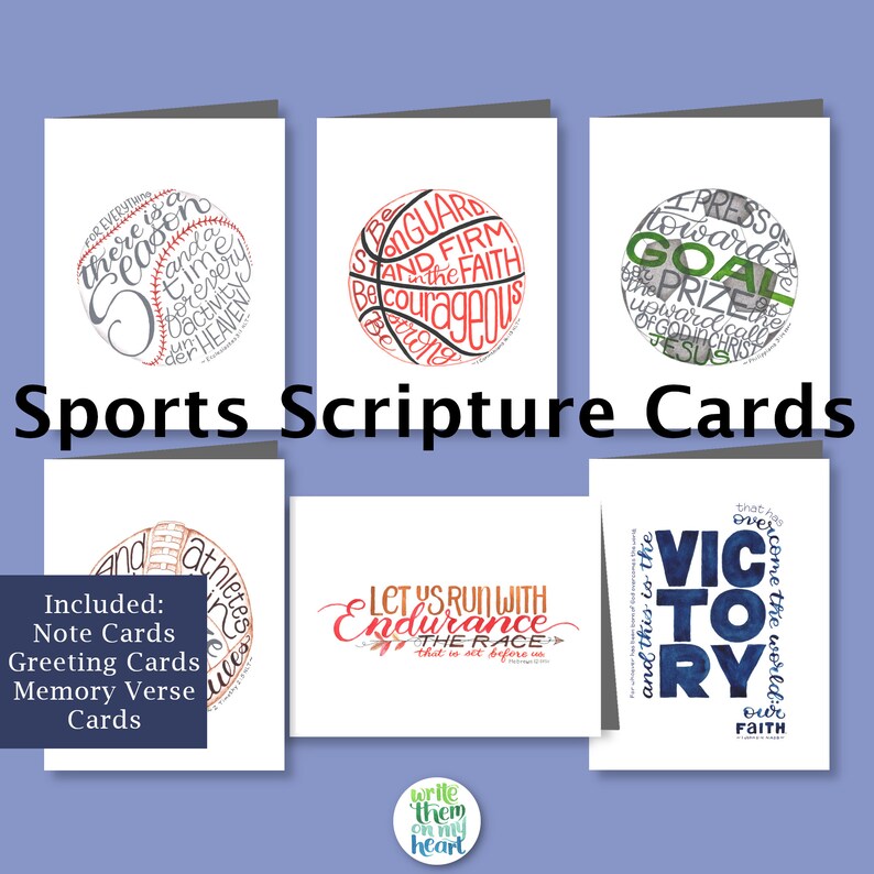 Sports Scripture Cards 6 Printable Bible Verse Sports Card - Etsy