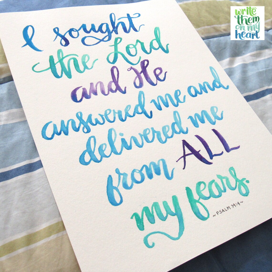 Psalm 34:4 Scripture Art Printable Bible Verse Wall Art - Etsy