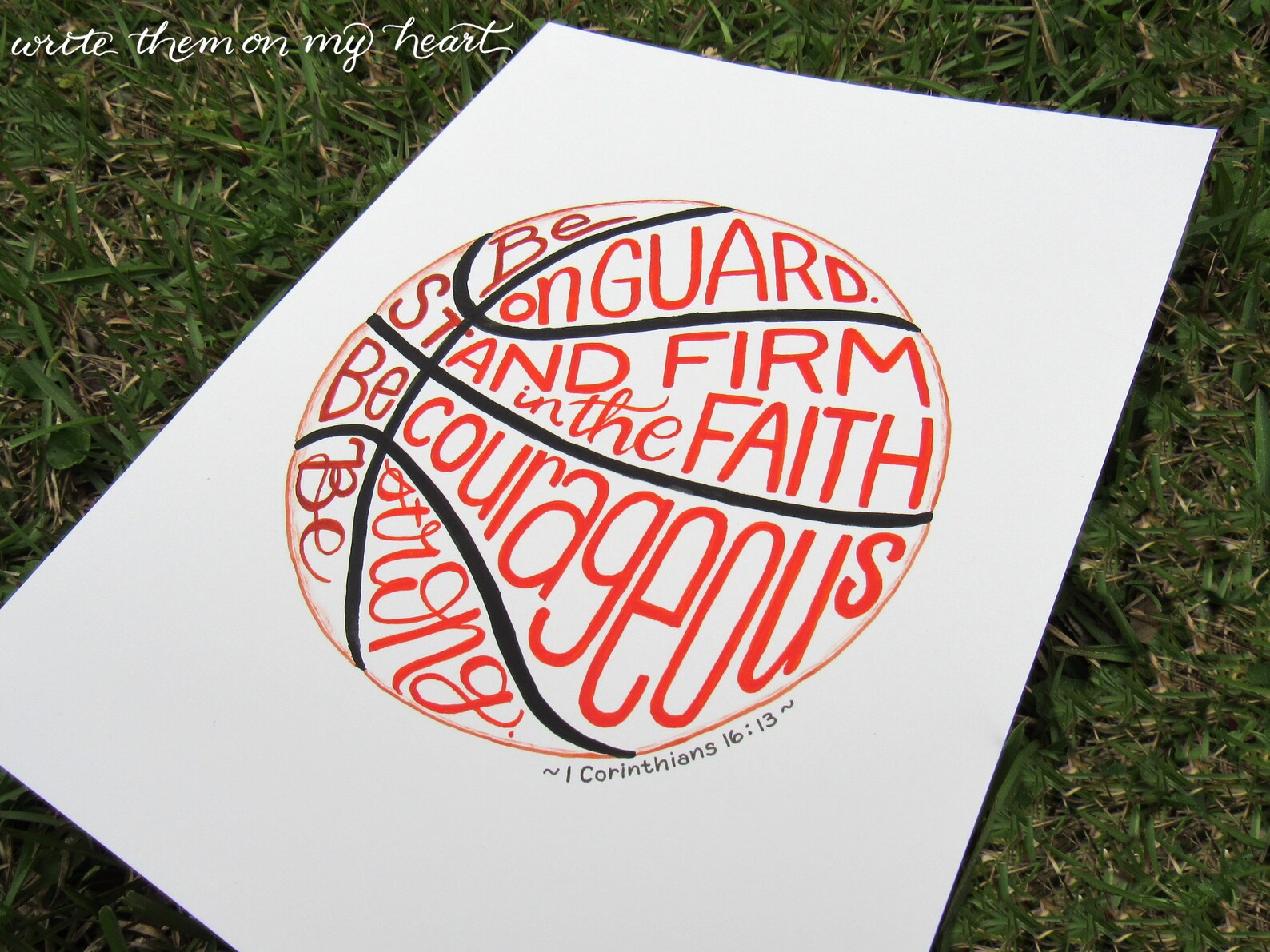 Basketball Bible Verse Printable 1 Corinthians 1613 Sports Etsy