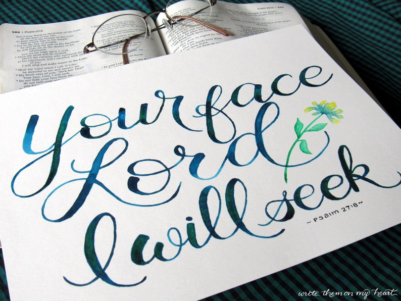Psalm 27 8 Bible Verse Printable Watercolor Scripture Wall Etsy