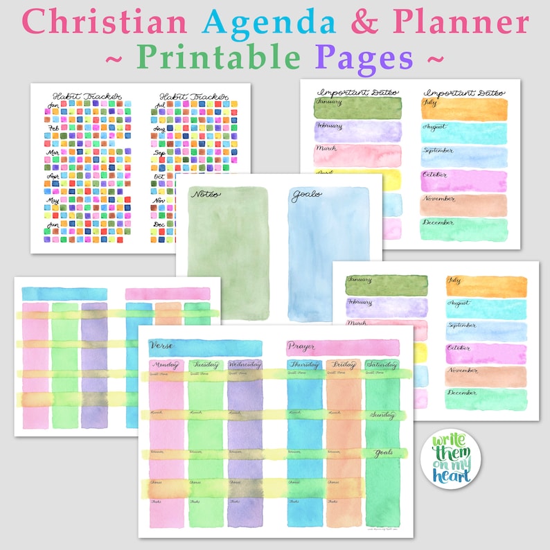 Christian Weekly Planner Pages Vertical Agenda Printable - Etsy