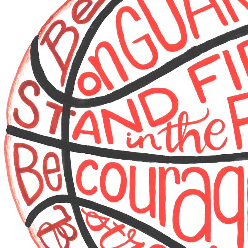 Basketball Bible Verse Printable 1 Corinthians 1613 Sports Etsy