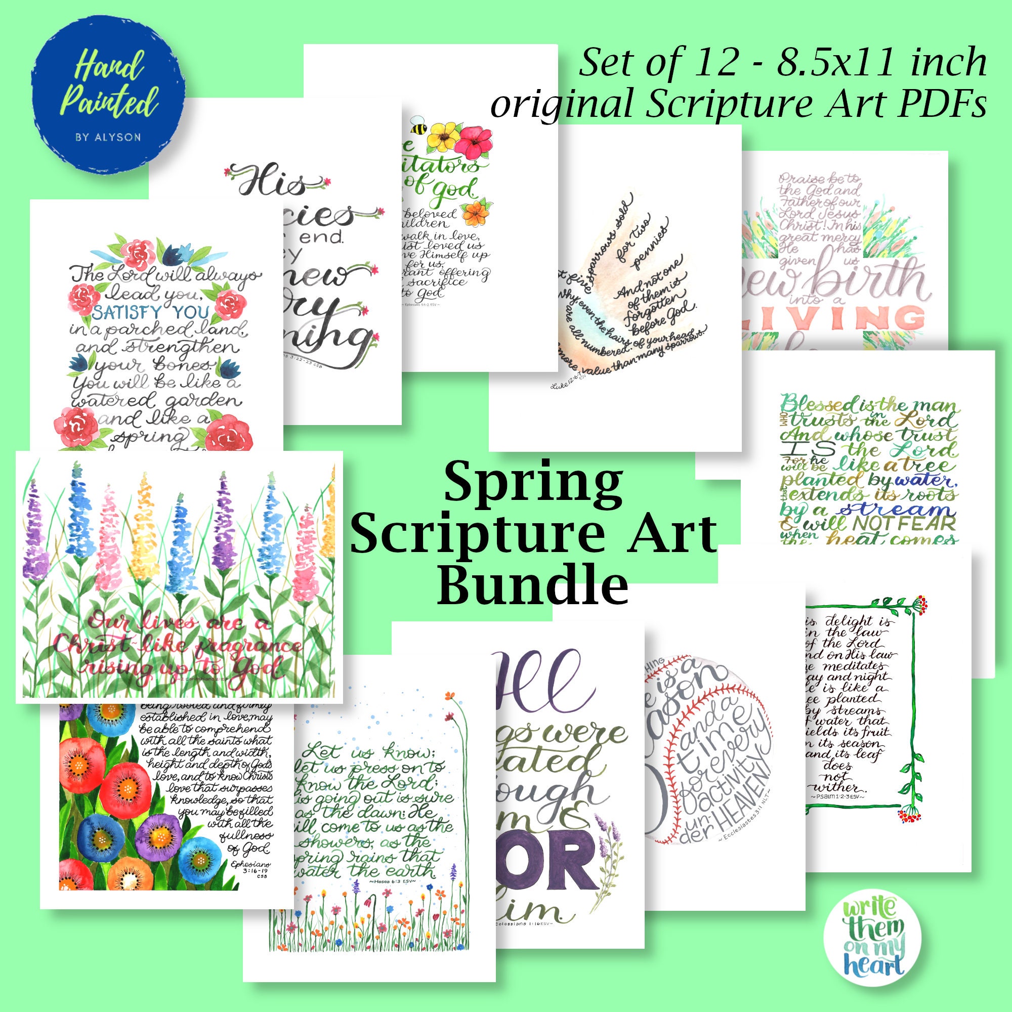 Spring Scripture Slides Bible Verses for Spring Scripture Art Printable Calligraphy Bible Verse ...