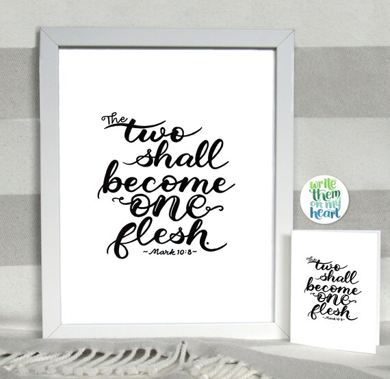 Mark 10 8 Wedding Card Bible Verse Printable Scripture Wall Etsy