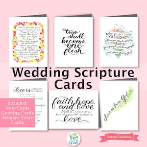 Tarjetas de boda cristianas Escritura imprimible Tarjeta de despedida de soltera Ducha de boda Gracias Versículo bíblico de boda sobre el matrimonio Tarjeta de las Escrituras