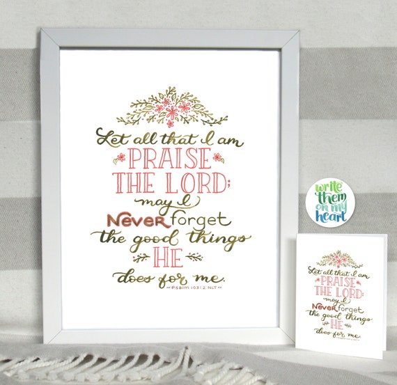 Scripture Art Psalm 103:2 Printable Watercolor Bible Verse | Etsy