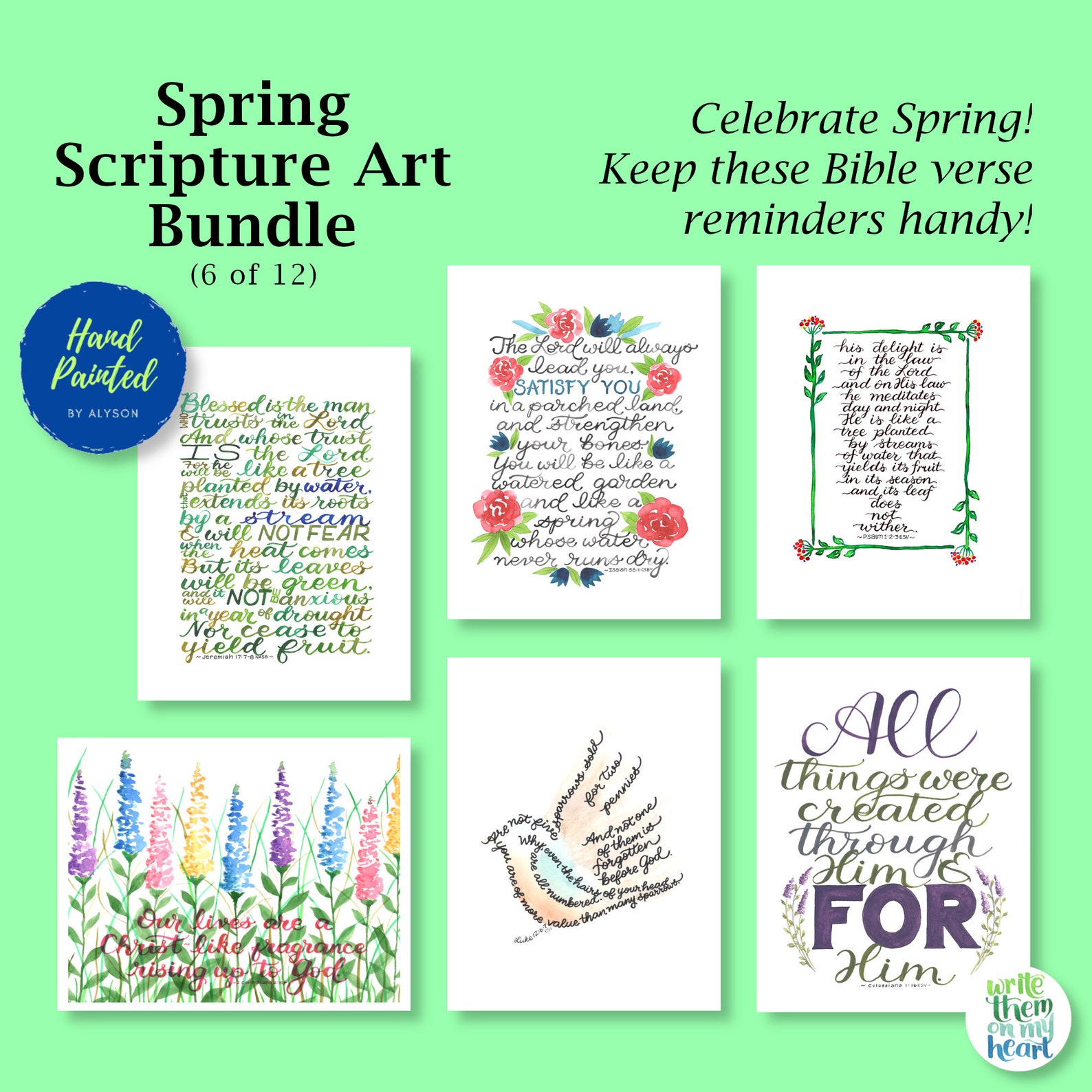 Spring Scripture Slides Bible Verses for Spring Scripture Art Printable Calligraphy Bible Verse ...
