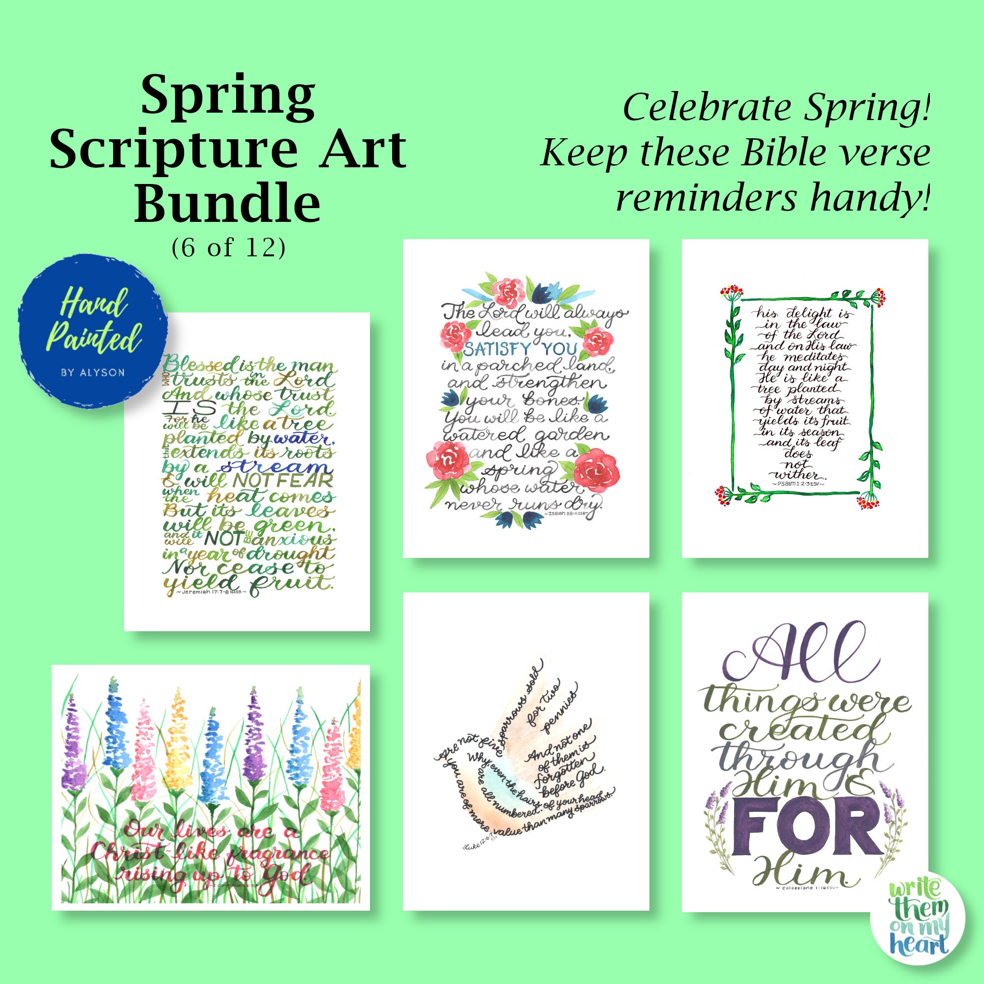 Bible Verses for Spring Scripture Art Printable Calligraphy Bible Verse ...