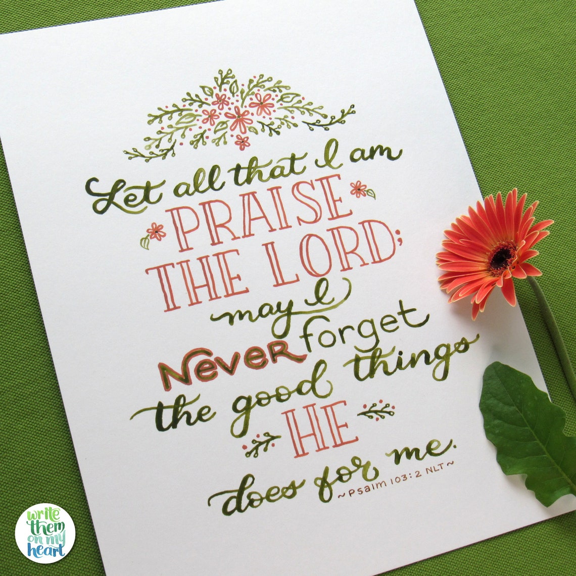 Scripture Art Psalm 103:2 Printable Watercolor Bible Verse - Etsy