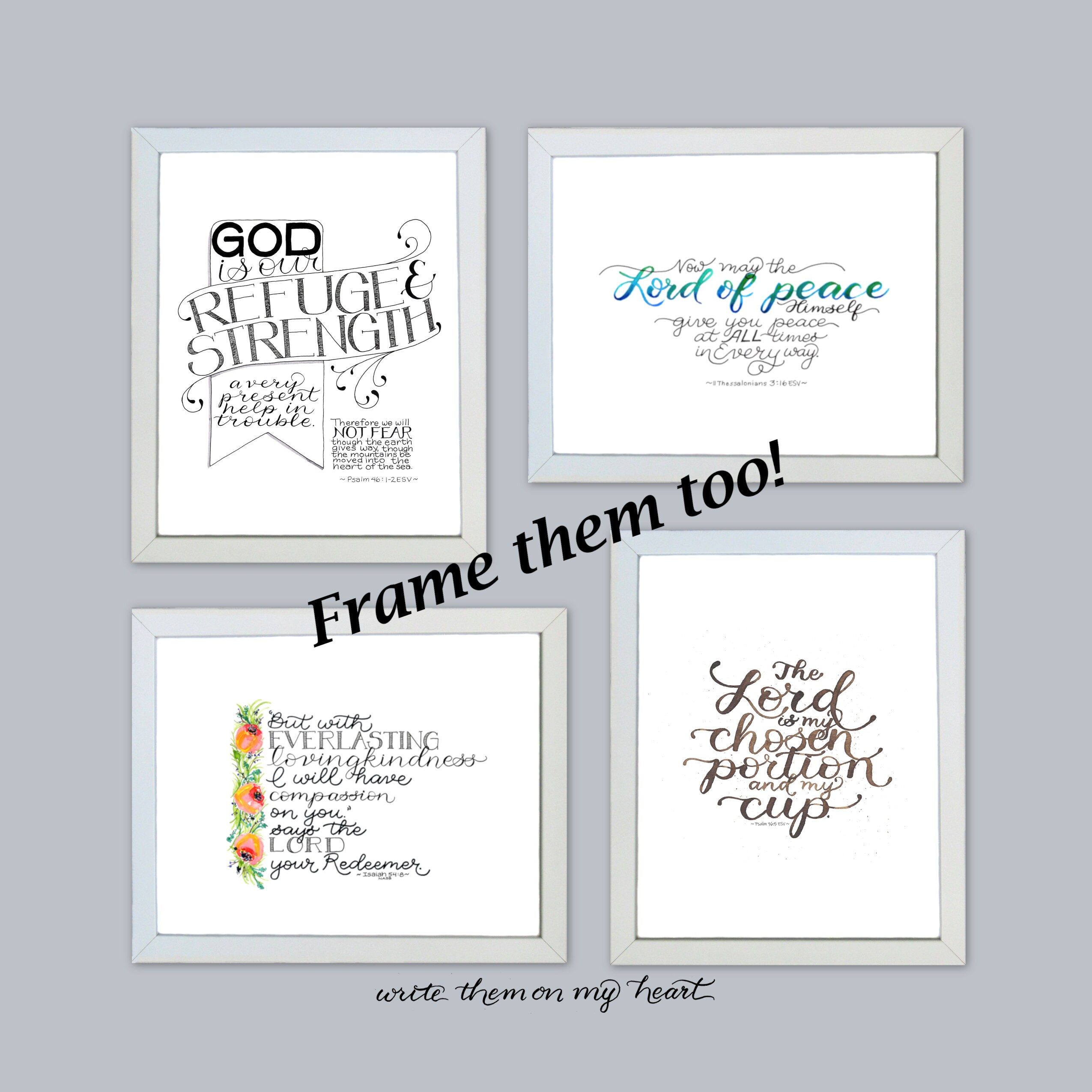 Hand Letter Scripture Scripture Art Set of 12 Printable Hand Lettered Bible Verses of the ...