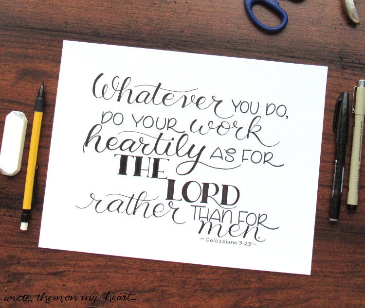 Colossians 3:23 Bible Verse Printable Art Black and White | Etsy