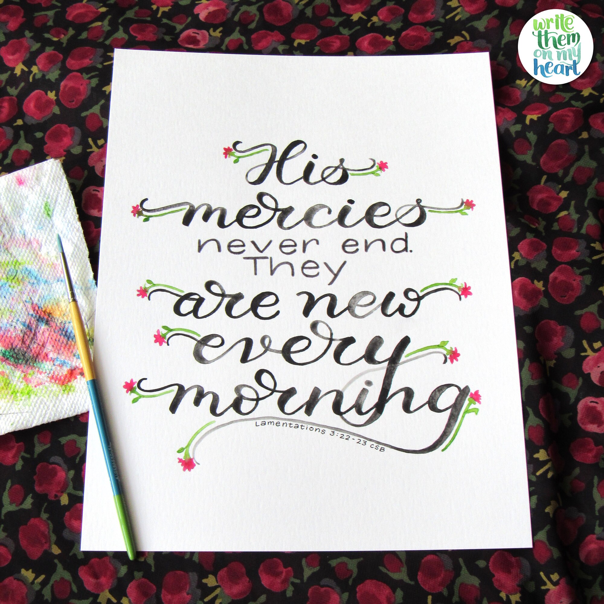 Lamentations 3:22-23 Scripture Art Printable Bible Verse | Etsy