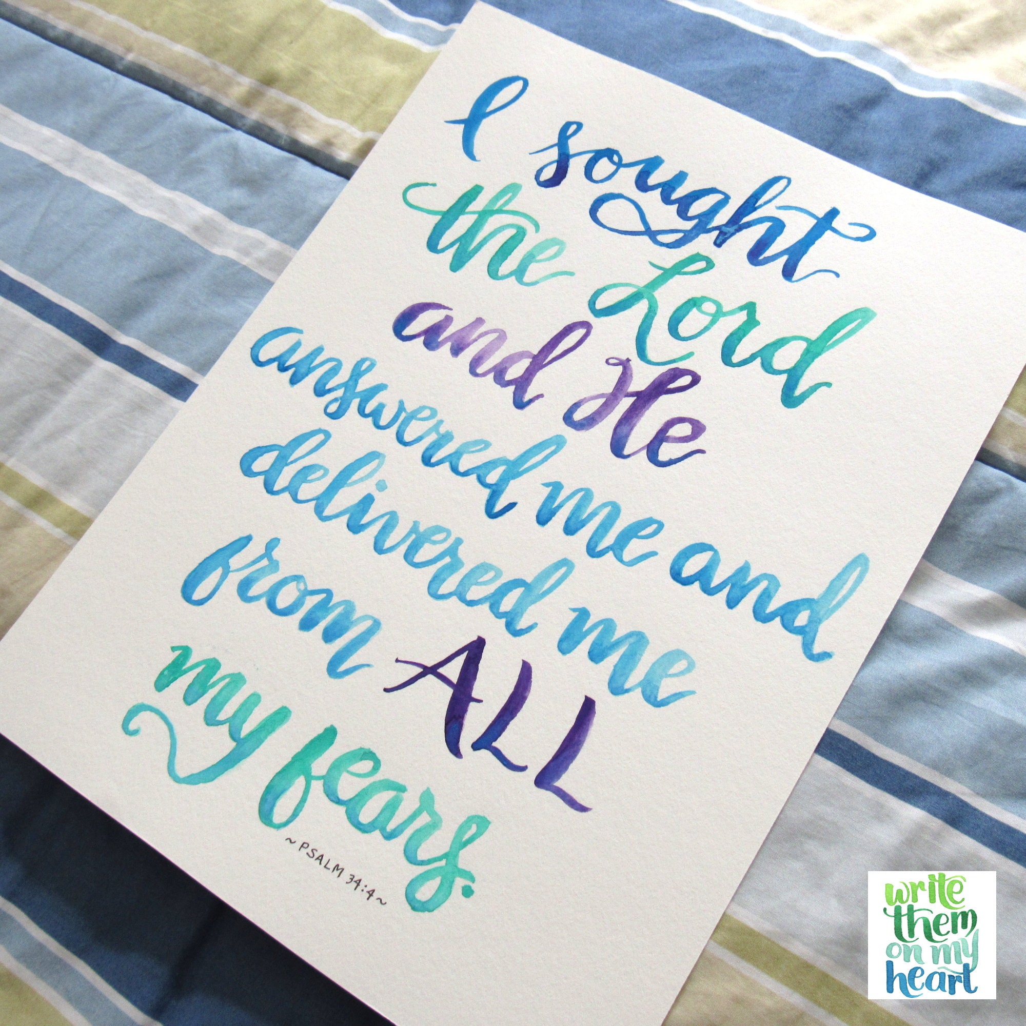 Psalm 34:4 Scripture Art Printable Bible Verse Wall Art - Etsy