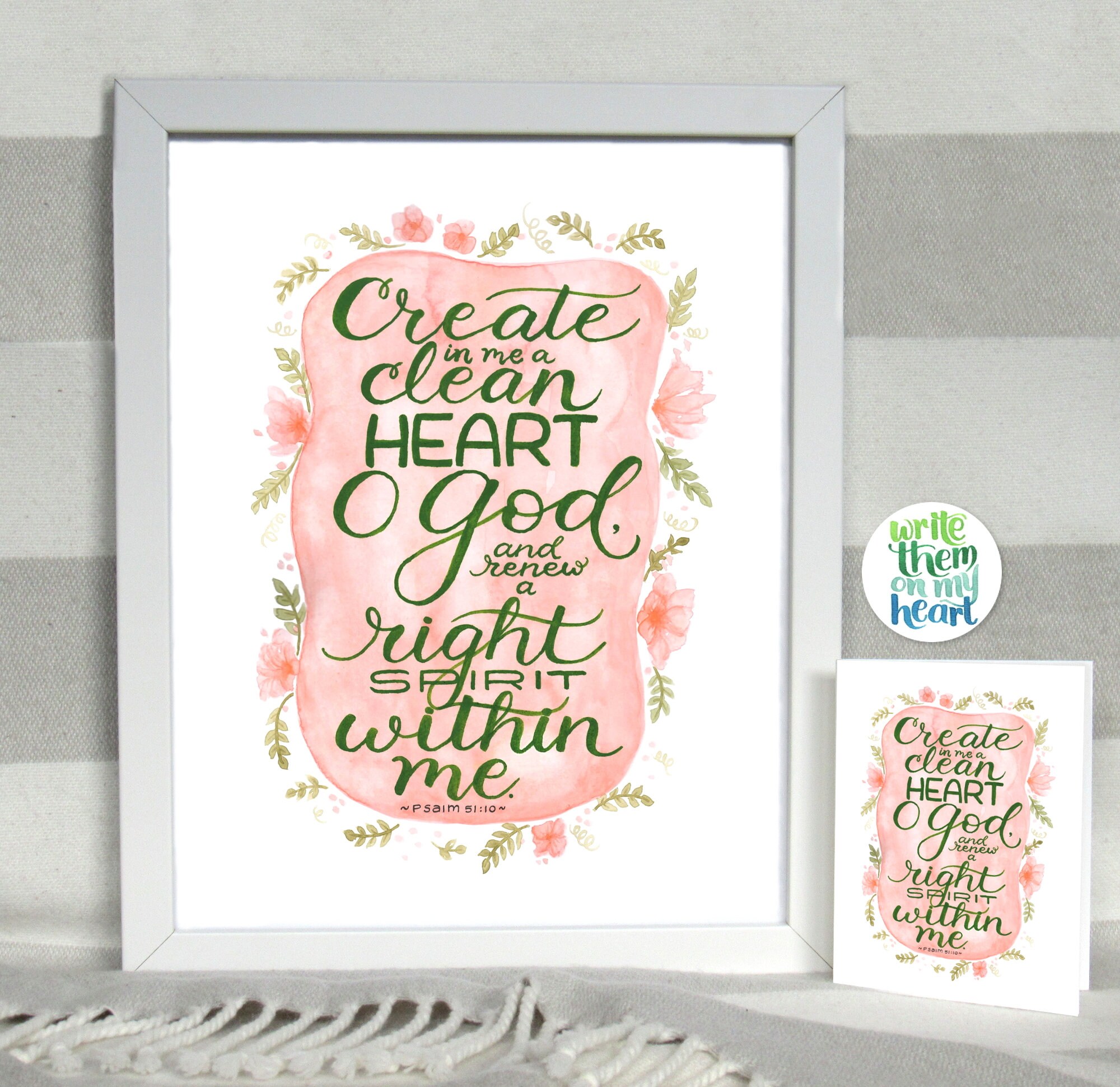 Psalm 51:10, Bible Verse Printable, Watercolor Scripture Wall Art ...