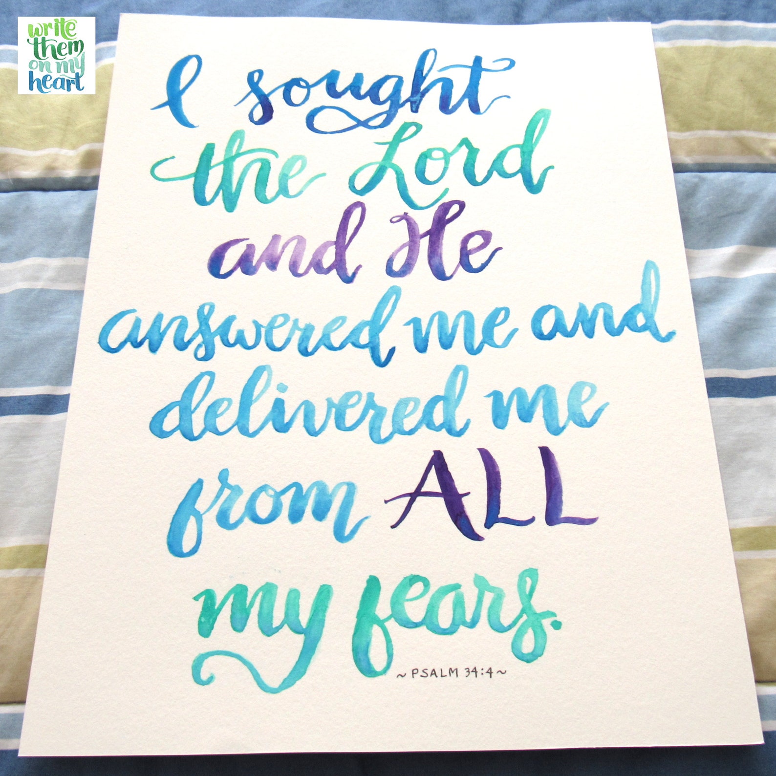 Psalm 34:4 Scripture Art Printable Bible Verse Wall Art | Etsy