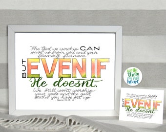 Daniel 3:17-18, Even If, Scripture Art Printable, Bible Verse Wall Art, Bible Greeting Card, Scripture Note Cards, Watercolor Hand-lettering