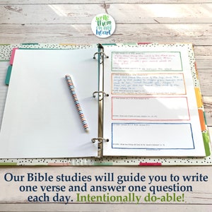 Bible Study Notebook Kit, Scripture Writing Printable Journal, 365 Satisfied Bible Verses, Write Satisfied On My Heart image 5