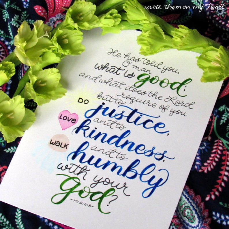 Micah 6:8 Watercolor Bible Verse Printable Scripture Wall | Etsy