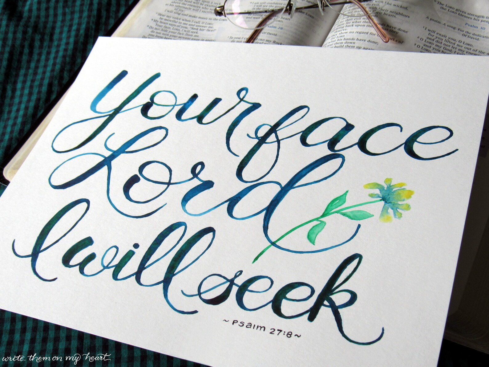 Psalm 27 8 Bible Verse Printable Watercolor Scripture Wall Etsy