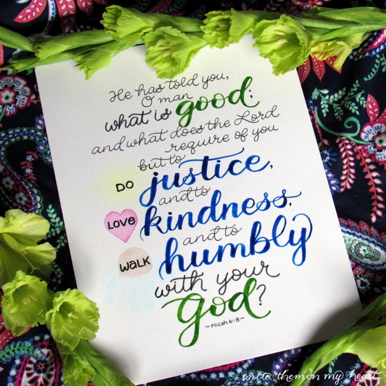 Micah 6:8 Watercolor Bible Verse Printable Scripture Wall | Etsy