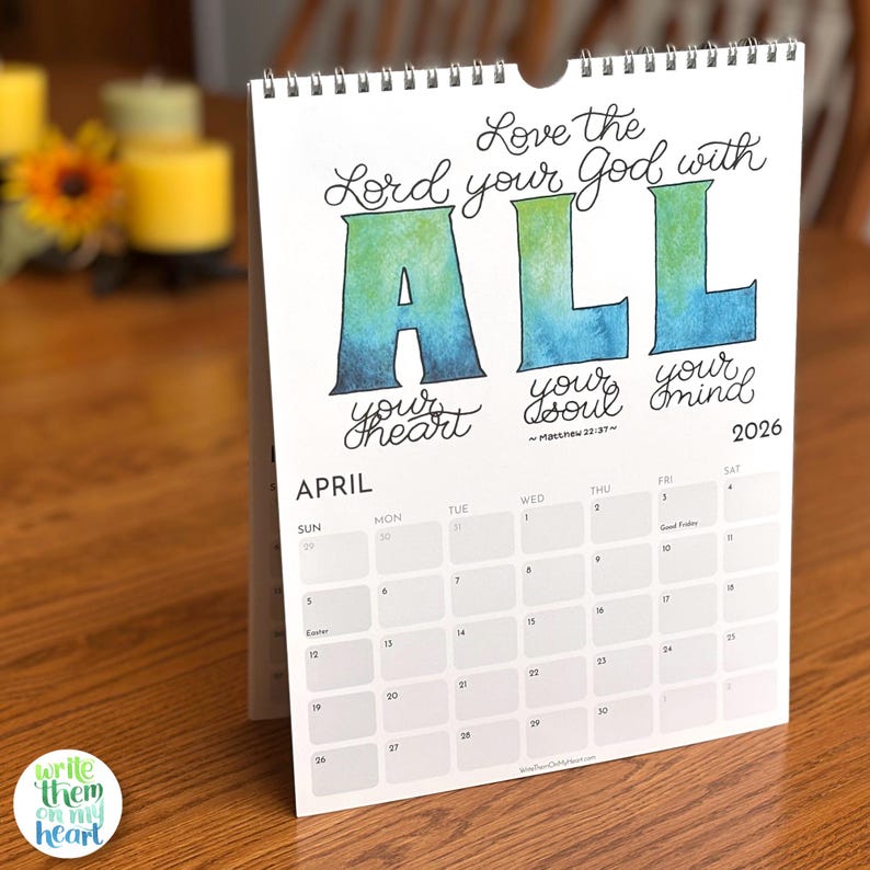 Christian Calendar 2026 Bible Verse Calendar 2026 Scripture Wall ...