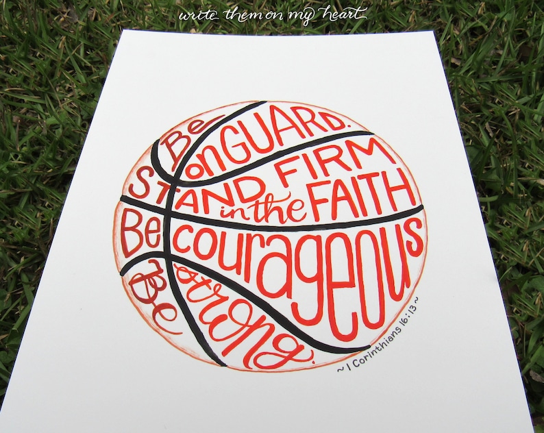 Basketball Bible Verse Printable 1 Corinthians 1613 Sports Etsy