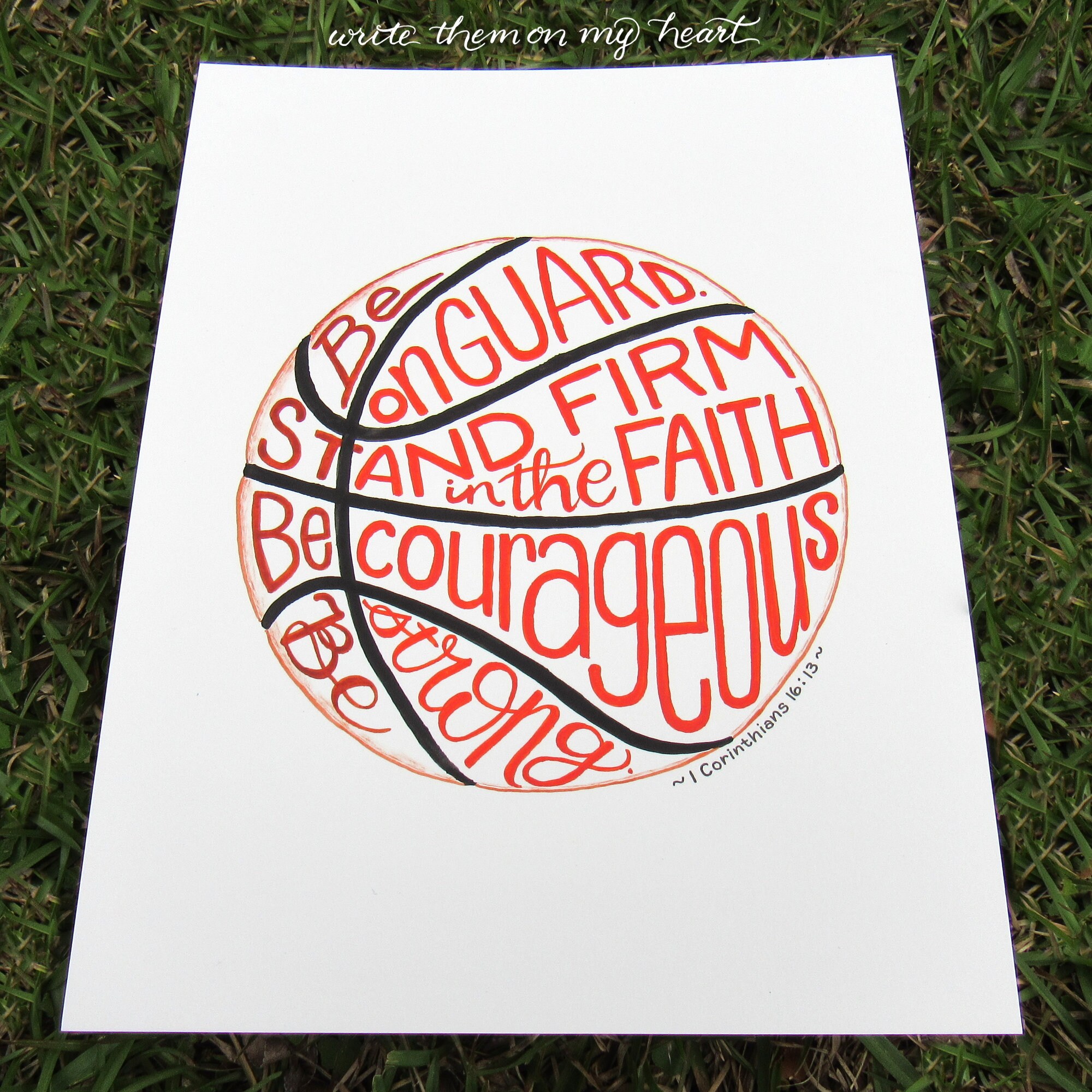 Basketball Bible Verse Printable 1 Corinthians 1613 Sports Etsy