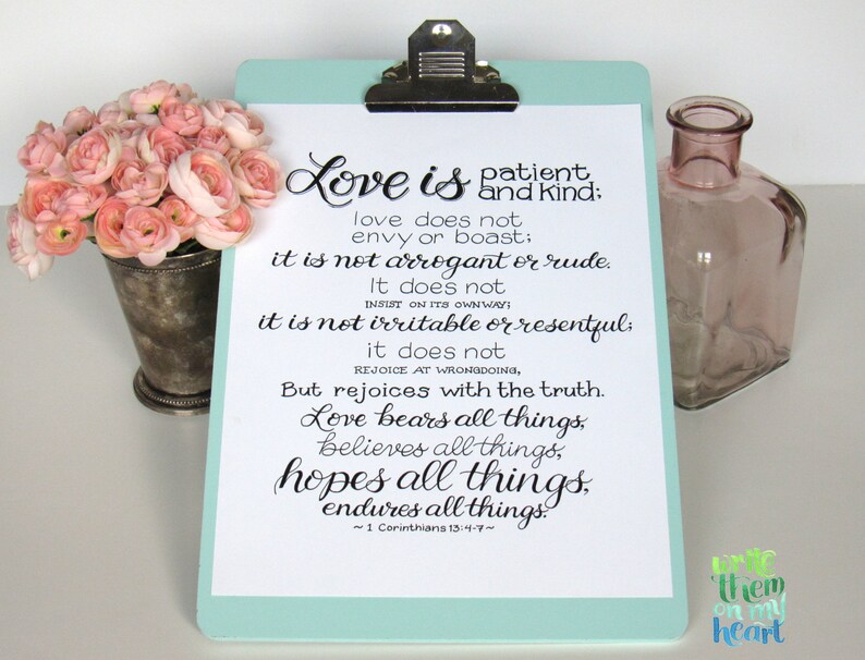 1 Corinthians 13:4-7 Bible Verse Printable Black and White | Etsy
