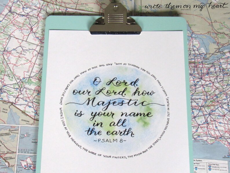 Psalm 8 Watercolor Bible Verse Printable Scripture Wall Art | Etsy